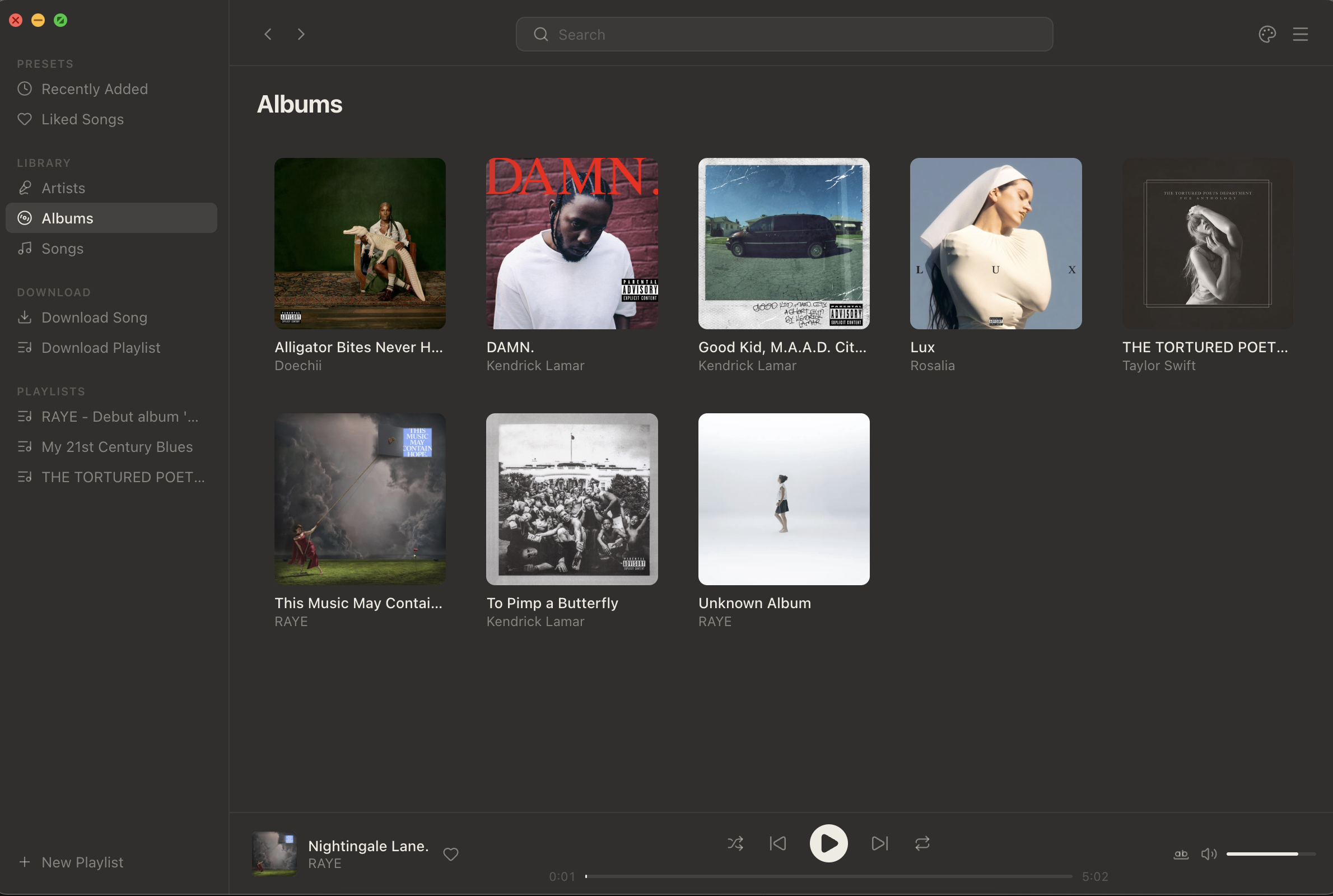 Screenshot of the Viniles desktop app library